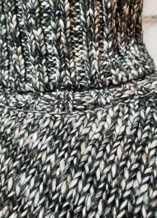 Удлиненный теплый свитер с воротником и разрезами5 фото