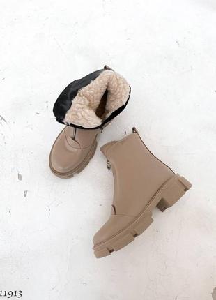 Женские кожаные зимние ботинки