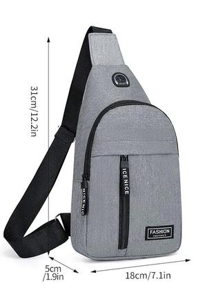 Сумка через плечо, мини рюкзак, цвет серый4 фото