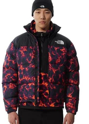 Пуховик the north face 1996 retro nuptse marble camo print black/orange2 фото