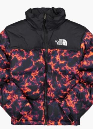 Пуховик the north face 1996 retro nuptse marble camo print black/orange4 фото