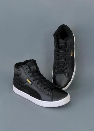 Puma corduroy classic mid black winter fur5 фото