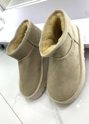 Низькі уги уггі угги ugg висока підошва спід замшеві на хутрі теплі зимові черевики хутро короткі довгі3 фото