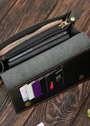 Жіночий клатч-гаманець pu_001_black_orange6 фото