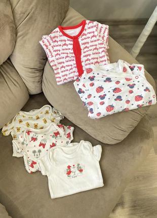 Набор бодина 0-3 мес / боди 6-9 мес / человечек на 0-3 мес