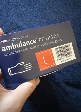 Перчатки латексные mercator ambulance pf ultra, 50шт, размер l3 фото