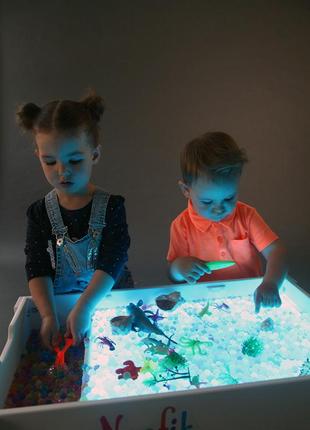 Світловий дитячий стіл-пісочниця noofik модель baby_ok з кишенею та кришкою-стільницею