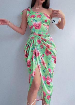 Распродажа платье prettylittlething миди asos на одно плечо и с драпировкой