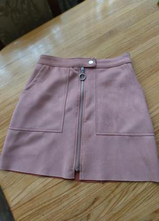 Женская мини юбка замша эко2 фото