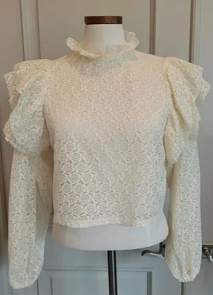 Zara кружевная блуза блузка айвори цвета кружево