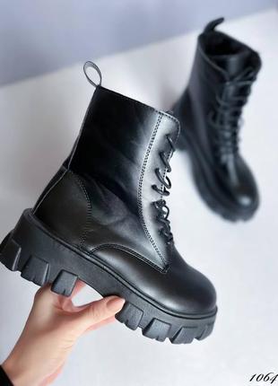 Ботинки на шнуровке черные зимние6 фото