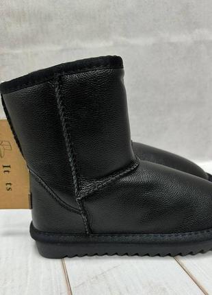 Зимние детские ugg itts угги черный маломерки  кожа р31-36