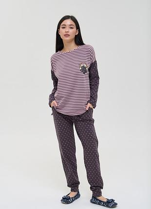 Женский комплект с брюками в звездочки - ёжик