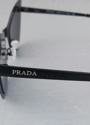 Prada очки кошечки женские солнцезащитные черные в металлической оправе4 фото