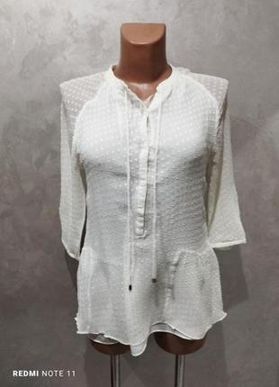 26.ошатна біла віскозна блузка модного іспанського бренду massimo dutti.