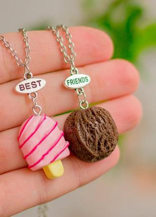 Набор кулон для двоих друзей "best friends. ice cream. цена за набор