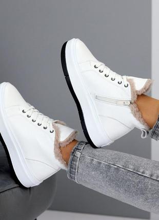 Спортивні черевики "yisin", білий, натуральна шкіра, зима6 фото