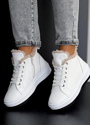Спортивные ботинки "yisin", белая, натуральная кожа, зима5 фото