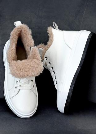 Спортивні черевики "yisin", білий, натуральна шкіра, зима4 фото