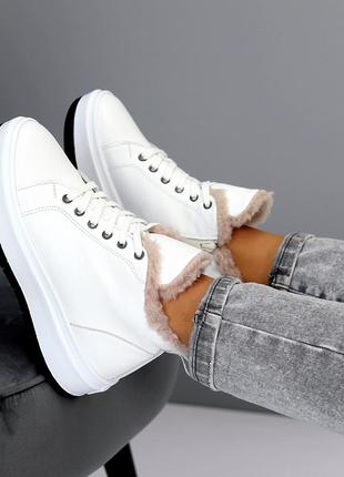 Спортивные ботинки "yisin", белая, натуральная кожа, зима3 фото