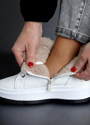 Спортивные ботинки "yisin", белая, натуральная кожа, зима7 фото