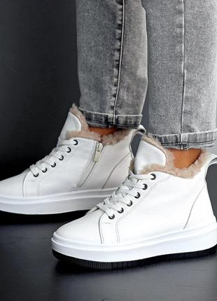 Спортивные ботинки "yisin", белая, натуральная кожа, зима2 фото