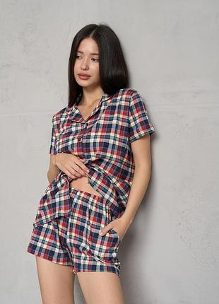 Костюм жіночий домашній з сорочкою та шортами, піжама з сорочкою