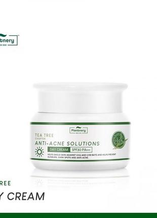 Натуральний крем для обличчя plantnery tea tree spf30 pa+++ денний для чутливої, комбінованої шкіри,