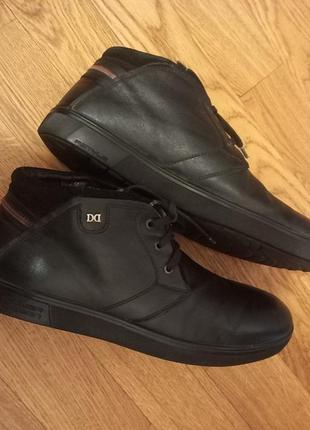 Зимние мужские черные классические кожаные ботинки davis, натуральная кожа.