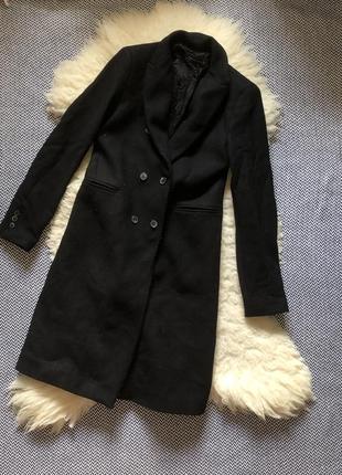 Zara шерстяное классическое миди міді пальто шерсть натуральное натуральне вовняне вовна шерстяне шерсть