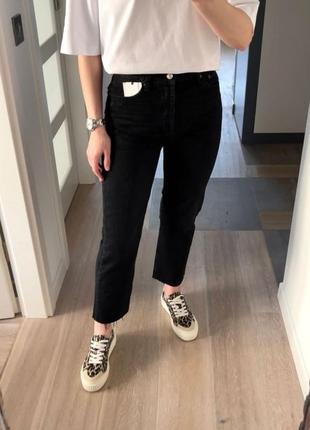 Джинсы слим укороченные черные 36 38 slim cropped zara 9863/0682 фото