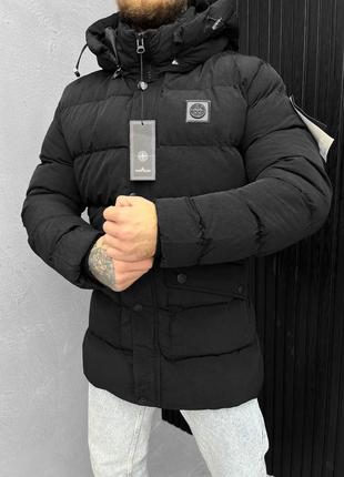 Зимняя куртка stone island black1 фото