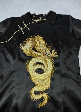 Блуза сатин с драконом в китайском стиле2 фото