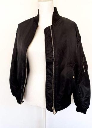 Куртка бомбер на меху искусственной теплая черная1 фото