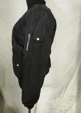 Куртка бомбер на меху искусственной теплая черная3 фото