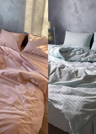 Комплект постельного белья страйп сатин двуспальный евро семейный4 фото