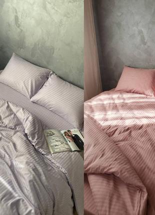 Комплект постельного белья страйп сатин двуспальный евро семейный2 фото