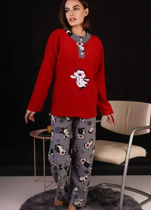 Пижама женская красная кофта и штаны код п815