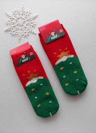 Дитячі зимові новорічні вовняні махрові шкарпетки для хлопчиків корона 31-35р.2 фото