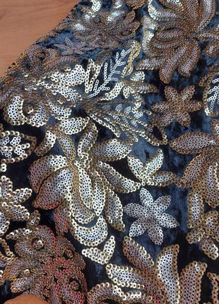 Святкова спідниця, юбка, розшита золотими пайетками на чорному велюрі george, р. 123 фото