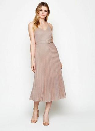 Нарядна сукня міді від new look плісе з пояском