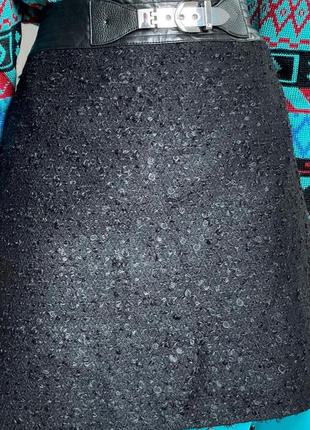 Юбка george rech черная шерстяная из буклированной ткани3 фото