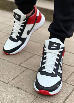 Зимние кожаные кроссовки nike air 270 white|red