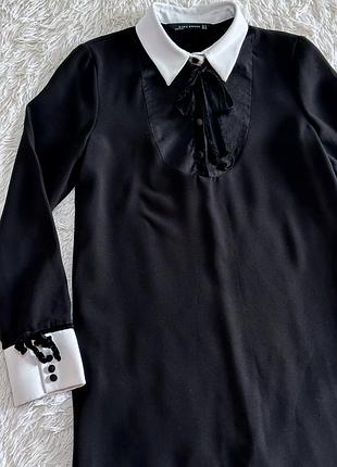 Черное платье zara с воротничком