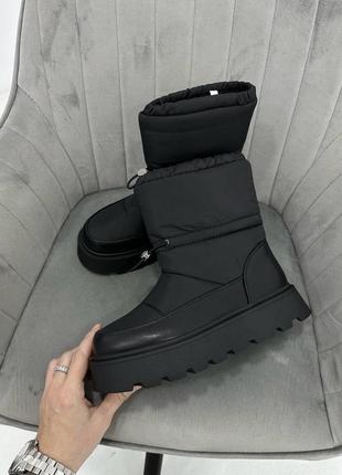 Дутики ботинки зимние черные