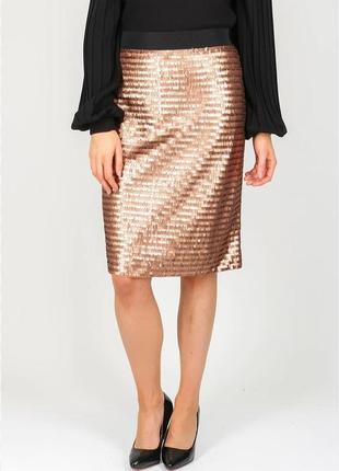 Стильная юбка с паетками розовое золото2 фото
