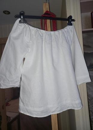Блуза біла вільний крой , плечі можна оголити5 фото
