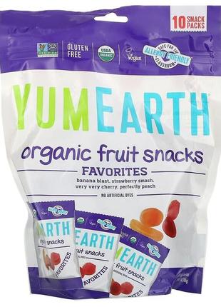 Фруктовые закуски органического происхождения yumearth оригинальные веганские конфеты 10 пакетов 19,8 г каждый1 фото