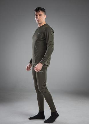 Термобілизна комплект columbia зі3006 фліс для чоловіків штани та кофта чоловічої хакі -20 °C4 фото