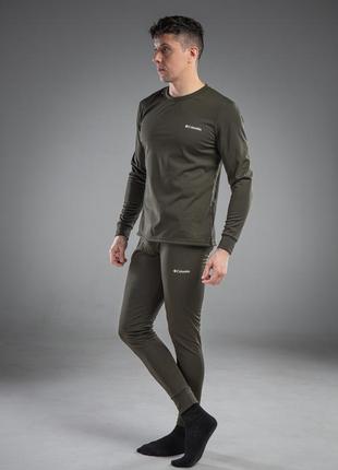 Термобілизна комплект columbia зі3006 фліс для чоловіків штани та кофта чоловічої хакі -20 °C5 фото